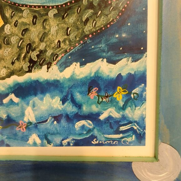 Mermaid Art Print Set Blue Ocean Coastal Decor Signed SenoraQ Mexico Framed - Picture 12 of 15